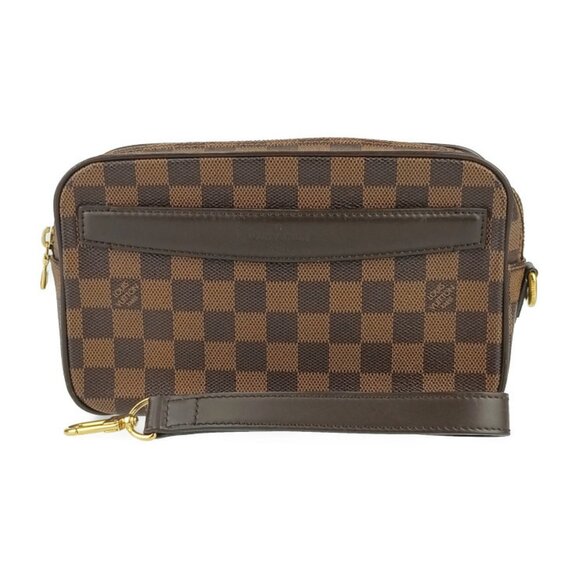 LOUIS VUITTON Brown Damier Leather Clutch Bag - Picture 1 of 9